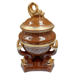 Sopera Porcelana base Peces 40 x 25 cm (Marron con dorado) 16 in